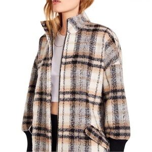 Steve Madden Tan and Black Checkered Teddy Jacket NWT M